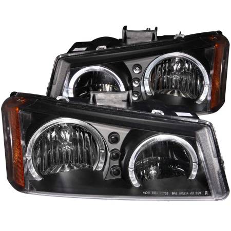 ANZO Headlights, Tail Lights and More  - ANZO 2003-2006 Chevrolet Silverado 1500 Crystal Headlights w/ Halo Black