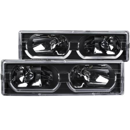 ANZO Headlights, Tail Lights and More  - ANZO 1988-1998 Chevrolet C1500 Crystal Headlights Black w/ Low - Brow