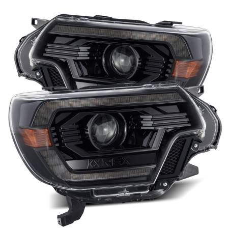 AlphaRex - AlphaRex 12-15 Toyota Tacoma LUXX LED Projector Headlights Plank Style Alpha Black w/DRL