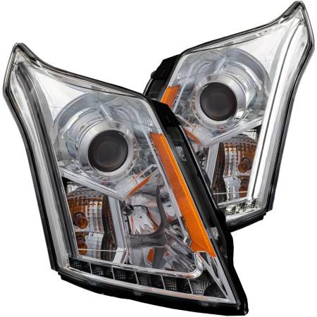 ANZO Headlights, Tail Lights and More  - ANZO 2010-2015 Cadillac Srx Projector Headlights w/ Plank Style Design Chrome