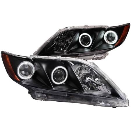 ANZO Headlights, Tail Lights and More  - ANZO 2007-2009 Toyota Camry Projector Headlights w/ Halo Black