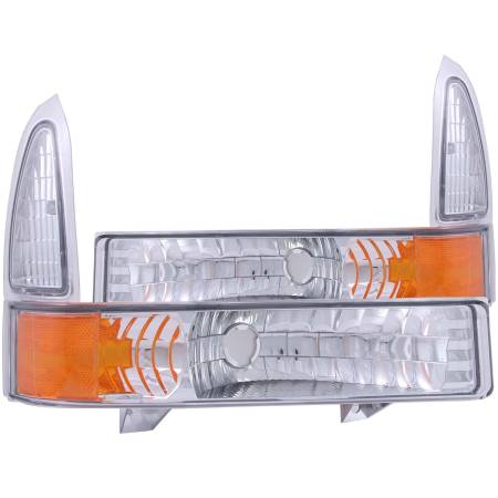 ANZO Headlights, Tail Lights and More  - ANZO 2000-2004 Ford Excursion Euro Parking Lights Chrome w/ Amber Reflector