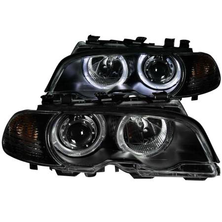 ANZO Headlights, Tail Lights and More  - ANZO 2000-2003 BMW 3 Series E46 Projector Headlights w/ Halo Black