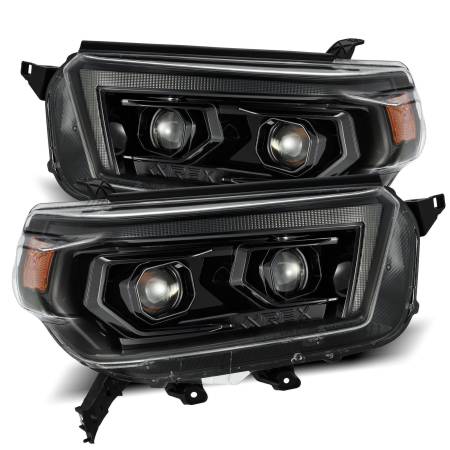 AlphaRex - AlphaRex 10-13 Toyota 4Runner LUXX LED Proj Headlights Plank Style Alpha Black w/Seq Signal/DRL