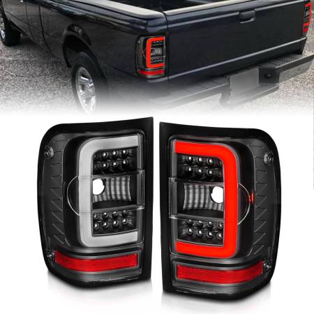 ANZO Headlights, Tail Lights and More  - ANZO 2001-2011 Ford  Ranger LED Tail Lights w/ Light Bar Black Housing Clear Lens