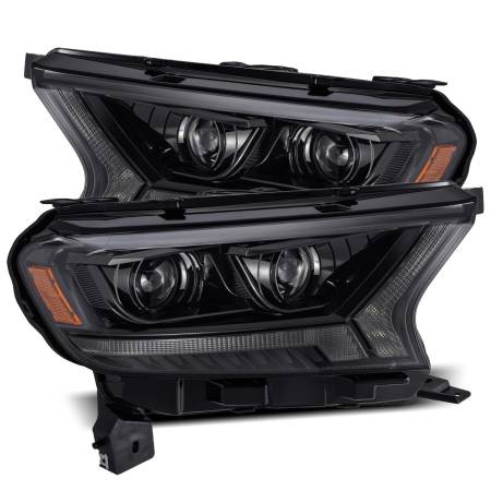 AlphaRex - AlphaRex 19-21 Ford Ranger LUXX LED Proj Headlights Plank Style Alpha Black w/Seq Signal/DRL