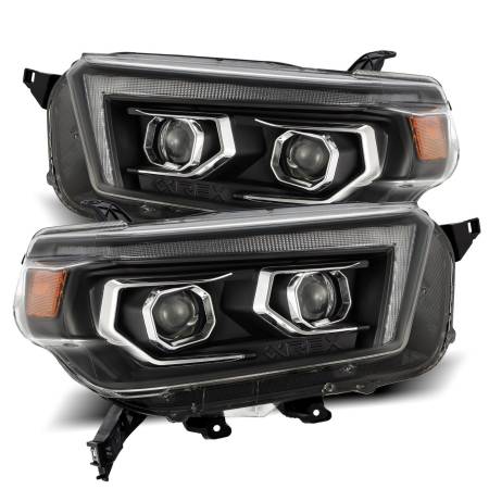 AlphaRex - AlphaRex 10-13 Toyota 4Runner LUXX LED Proj Headlights Plank Style Black w/Seq Signal/DRL