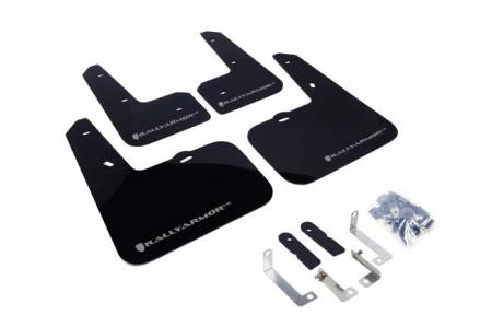 Rally Armor - Rally Armor 12-13 Hyundai Veloster UR Black Mud Flap w/ Silver Logo