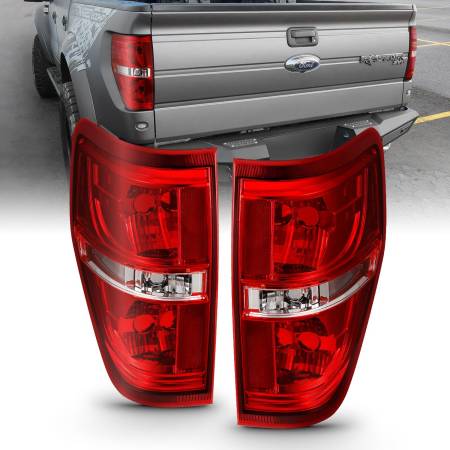 ANZO Headlights, Tail Lights and More  - ANZO 2009-2014 Ford F-150 Euro Taillight Red/Clear (W/O Bulb)