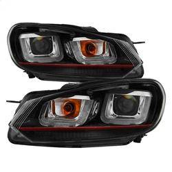 Spyder Auto - Spyder Volkswagen Golf / GTI 10-13 Version 3 Projector Headlights - Black PRO-YD-VG10V3R-DRL-BK