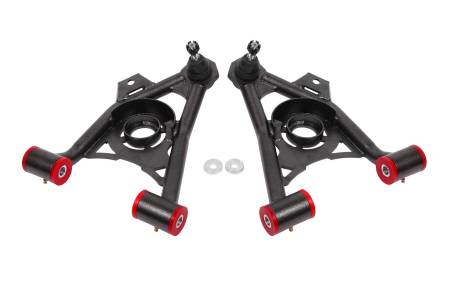 BMR Suspension - BMR 94-04 Ford Mustang Non-Adj. A-Arms Lower (Poly) w/ Spring Pocket - Black Hammertone