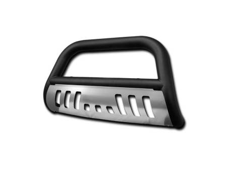 I3 Enterprise - I3 00-04 Nissan Frontier Stainless Steel Bull Guard W/Brushed Chrome Skid Plate (Matte Black)