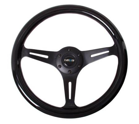 NRG Innovations - NRG Innovations Classic Wood Grain Steering Wheel (350mm) Black Paint Grip w/Black 3-Spoke Center