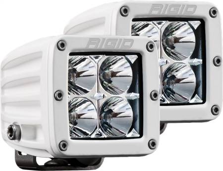 Rigid Industries - RIGID D-Series PRO LED Light, Flood Optic, Surface Mount, White Housing, Pair