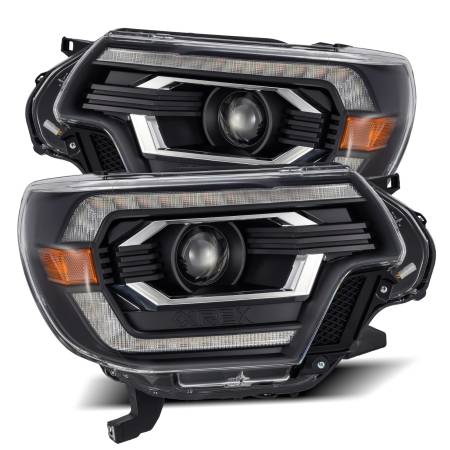 AlphaRex - AlphaRex 12-15 Toyota Tacoma LUXX LED Projector Headlights Plank Style Black w/DRL