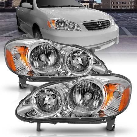 ANZO Headlights, Tail Lights and More  - ANZO 2005-2008 Toyota Corolla Crystal Headlight Chrome Amber