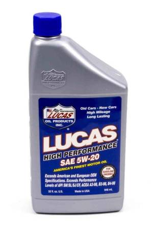 Lucas Oil - Lucas Motor Oil - High Performance - 5W20 - Conventional - 1 qt - Each