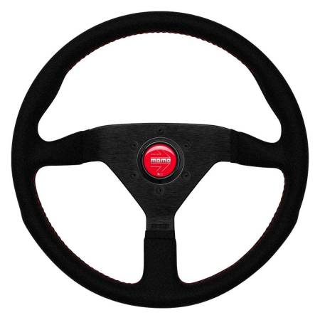 Momo - Momo Montecarlo Alcantara Steering Wheel 320 mm - Black/Red Stitch/Black Spokes