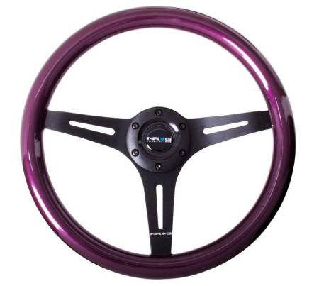 NRG Innovations - NRG Innovations Classic Wood Grain Steering Wheel (350mm) Purple Pearl/Flake Paint w/Black 3-Spoke Center