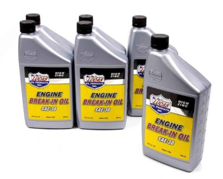 Lucas Oil - Lucas Motor Oil - Break-In - High Zinc - 30W - Conventional - 1 qt - Set of 6