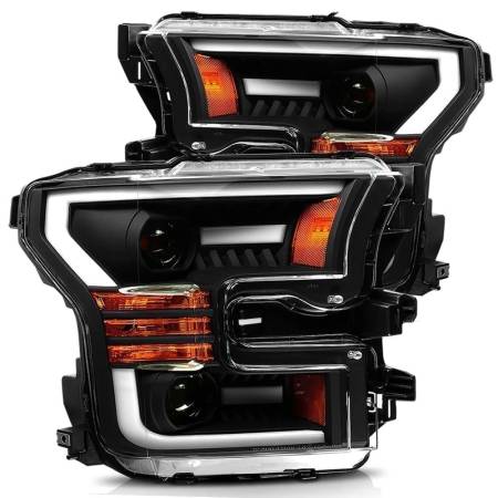 AlphaRex - AlphaRex 15-17 Ford F-150 LUXX LED Projector Headlights Plank Style Black w/Activ Light/DRL