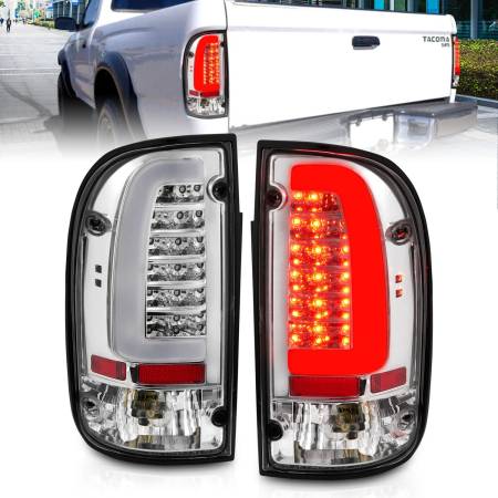 ANZO Headlights, Tail Lights and More  - ANZO 1995-2000 Toyota Tacoma LED Taillights Chrome Housing Clear Lens (Pair)