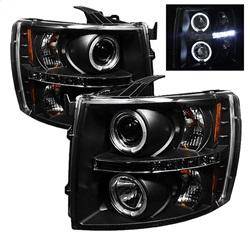 Spyder Auto - Spyder Chevy Silverado 1500 07-13 Projector Headlights LED Halo LED Blk PRO-YD-CS07-HL-BK