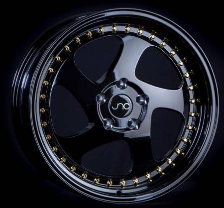 JNC Wheels - JNC Wheels Rim JNC034 Gloss Black Gold Rivets 17x9 5x100 ET25