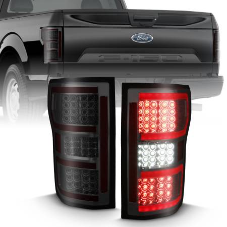 ANZO Headlights, Tail Lights and More  - ANZO 2018-2019 Ford F-150 LED Taillight Smoke (Red Light Bar) (w/ Sequential)