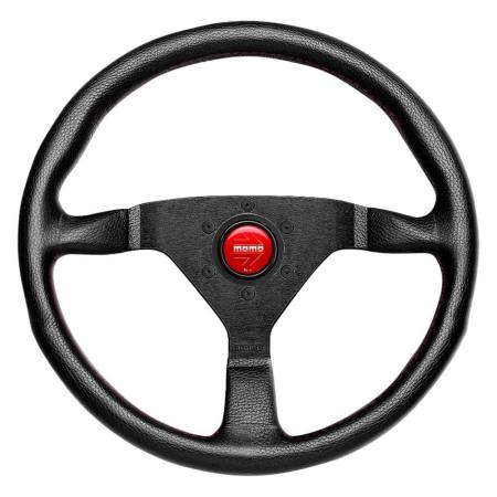 Momo - Momo Montecarlo Steering Wheel 350 mm - Black Leather/Red Stitch/Black Spokes