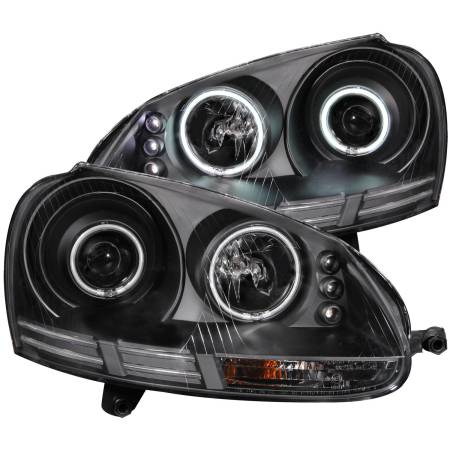 ANZO Headlights, Tail Lights and More  - ANZO 2006-2009 Volkswagen Rabbit Projector Headlights w/ Halo Black (CCFL)