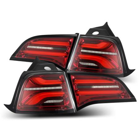 AlphaRex - AlphaRex 17-22 Tesla Model 3 PRO-Series LED Tail Lights Red Smoke w/Seq Sig