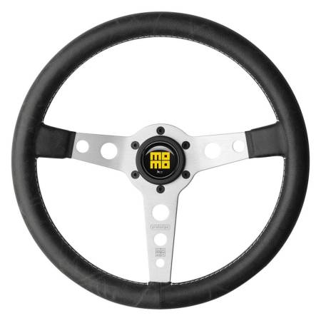 Momo - Momo Prototipo Steering Wheel 350 mm - Black Leather/White Stitch/Brshd Spokes