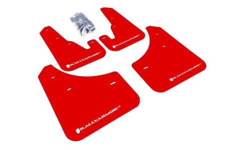 Rally Armor - Rally Armor 2004-2009 Mazda3/Speed 3 UR Red Mud Flap w/ White Logo