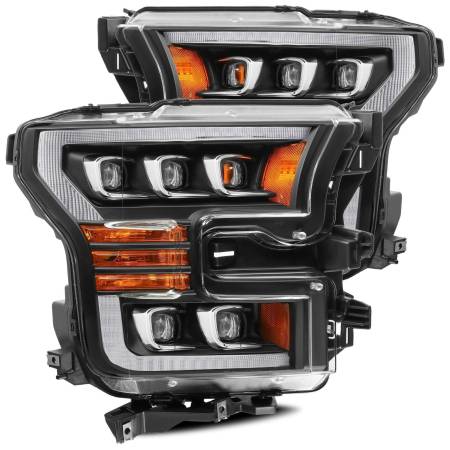 AlphaRex - AlphaRex 17-20 Ford Raptor NOVA LED Proj Headlights Plank Style Matte Black w/Activ Light/Seq Signal