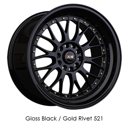 XXR Wheels - XXR Wheels Rim 521 17x7 5x100/5x114.3 ET38 73.1CB Black / Gold Rivets