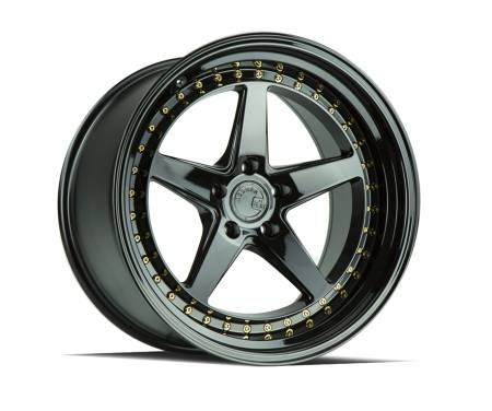 AodHan Wheels - AodHan Wheels Rim DS05 19x11 5x114.3 73.1CB ET22 Gloss Black W /Gold Rivets