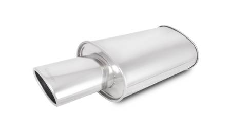 Vibrant Performance StreetPower Turbo Oval Muffler w/ 4.5in x 3in Oval Tip Angle Cut Rolled Edge 3in inlet I.D.