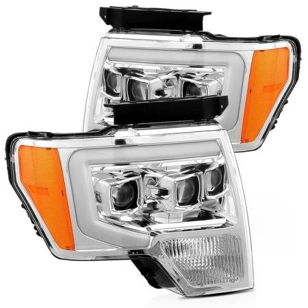 AlphaRex - AlphaRex 09-14 Ford F-150 LUXX LED Proj Headlights Plank Style Chrome w/Activ Light/Seq Signal/DRL