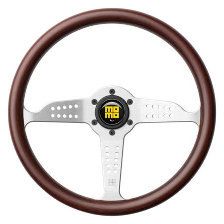 Momo - Momo Grand Prix Steering Wheel 350 mm - Mahogany Wood/Brshd Spokes