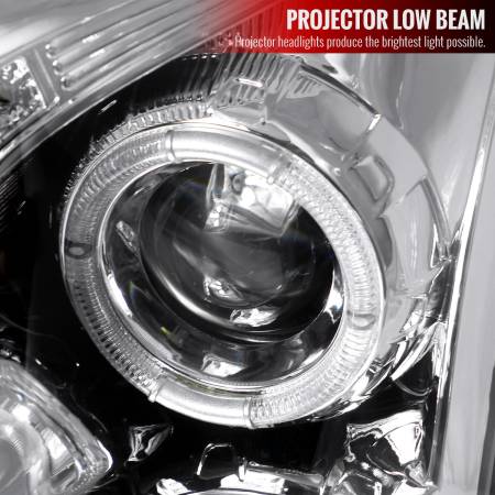 Spec'D Tuning Products - Spec-D 2003-2007 Cadillac CTS Halo Projector Headlights w/ SMD LED Light Strip (Chrome Housing/Clear Lens)