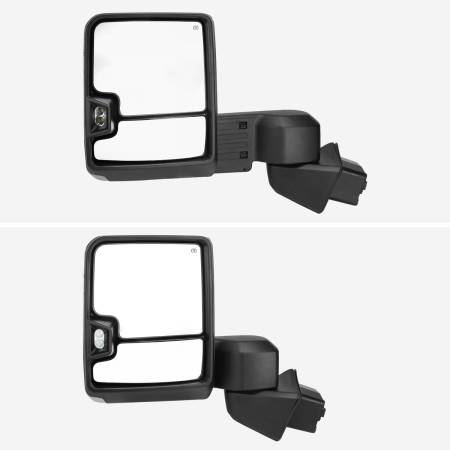 Spec'D Tuning Products - Spec-D 2019-2022 Chevrolet Silverado 1500 Power Adjustable, Heated, & Manual Extendable Chrome Towing Mirrors w/ Smoke Lens LED Turn Signal & Clearance Lights