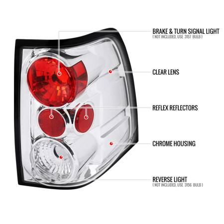 Spec'D Tuning Products - Spec-D 2003-2006 Ford Expedition Tail Lights (Chrome Housing/Clear Lens)