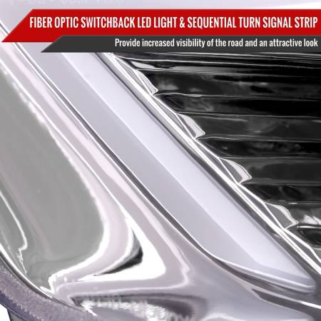 Spec'D Tuning Products - Spec-D 2013-2016 Ford Fusion Switchback Sequential Turn Signal Projector Headlights (Chrome Housing/Clear Lens)