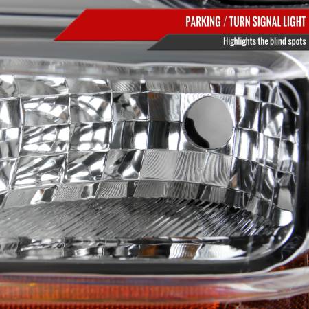 Spec'D Tuning Products - Spec-D 2008-2010 Ford F-250/F-350/F-450 Super Duty Factory Style Headlights w/ Amber Reflectors (Chrome Housing/Clear Lens)