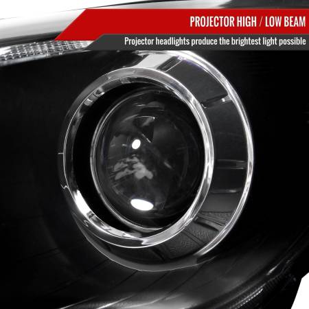 Spec'D Tuning Products - Spec-D 2010-2013 Hyundai Tucson Projector Headlights w/ LED Light Strip (Matte Black Housing/Clear Lens)