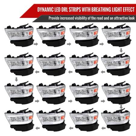 Spec'D Tuning Products - Spec-D 2019-2022 Dodge RAM 1500 Switchback Sequential LED Turn Signal Projector Headlights (Chrome Housing/Clear Lens)