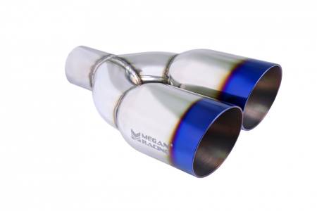 Megan Racing - Megan Racing Exhaust Muffler: Universal Twin Burnt Roll 3.5 Inch Tips (2.5 inch piping) Passenger Side