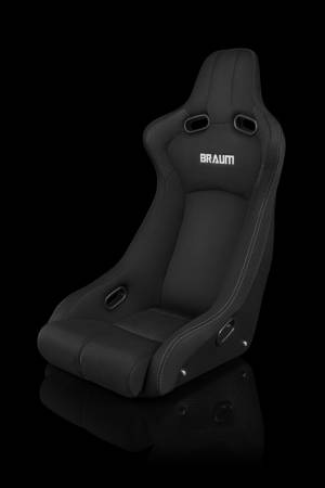 BRAUM RACING SEATS & MORE - BRAUM Racing Venom-R Series Fixed Back Bucket Seat - Black Cloth / Carbon Fiber - Each