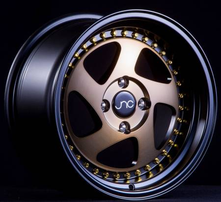 JNC Wheels - JNC Wheels Rim JNC034 Matte Bronze Black Lip Gold Rivets 15x8 4x100 ET25